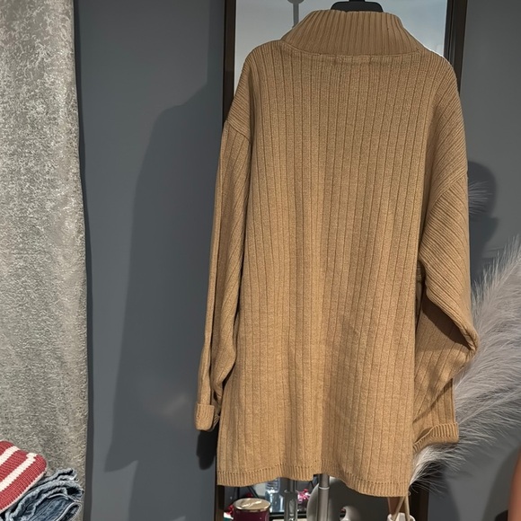 Brown and‎ Black Cowl Neck Sweater with Geometric Design - Picture 5 of 5